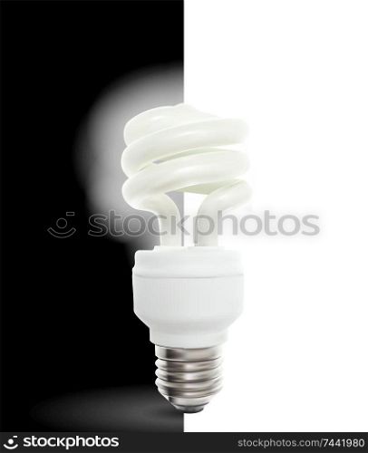 Lighting Powersave lamp on Black and White Background. Vector Illustration. EPS10. Lighting Powersave lamp on Black and White Background. Vector Illustration.