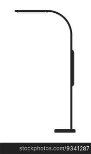 Lighting street lamp flat monochrome isolated vector object. Urban electric lamp post. Streetlight. Editable black and white line art drawing. Simple outline spot illustration for web graphic design. Lighting street lamp flat monochrome isolated vector object