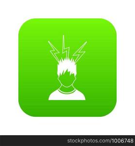 Lightning above the head of man icon digital green for any design isolated on white vector illustration. Lightning above the head of man icon digital green