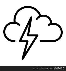 Lightning bolt cloud icon. Outline lightning bolt cloud vector icon for web design isolated on white background. Lightning bolt cloud icon, outline style