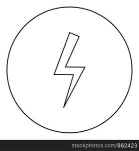 Lightning bolt Electric power Flash thunderbolt icon in circle round outline black color vector illustration flat style simple image. Lightning bolt Electric power Flash thunderbolt icon in circle round outline black color vector illustration flat style image