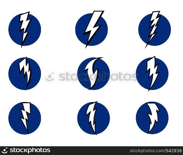 Lightning bolt flash thunderbolt icons vectors