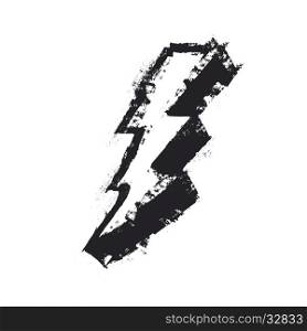 Lightning bolt grunge icon. Thunderbolt vector illustration. Levin grunge symbol. Grunge design element. Isolated on white