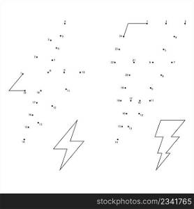 Lightning Bolt Icon Connect The Dots, Sky Lightning Bolt Icon Vector Art Illustration, Puzzle Game Containing A Sequence Of Numbered Dots
