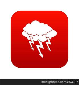 Lightning bolt icon digital red for any design isolated on white vector illustration. Lightning bolt icon digital red