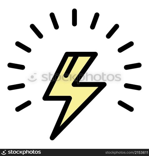 Lightning bolt icon. Outline lightning bolt vector icon color flat isolated. Lightning bolt icon color outline vector