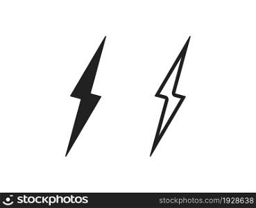 Lightning bolt icon simple set. Electric power sign in vector flat style.