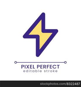 Lightning bolt pixel perfect RGB color ui icon. Internet speed. Latest news. Simple filled line element. GUI, UX design for mobile app. Vector isolated pictogram. Editable stroke. Poppins font used. Lightning bolt pixel perfect RGB color ui icon