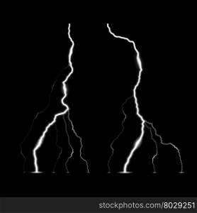 Lightning bolt. Two realistic vector electric lightning symbols