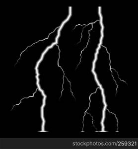 Lightning bolt. Two realistic vector electric ray symbols