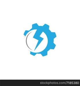 Lightning bolt with gear icon logo creative vectorillustration
