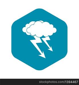 Lightning cloud icon. Simple illustration of lightning cloud vector icon for web. Lightning cloud icon, simple style