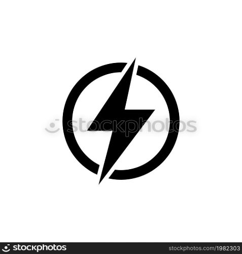 Lightning Electric Power. Energy and Thunder Electricity. Lightning Bolt Flash. Power Fast Speed. Flat Vector Icon. Simple black symbol on white background. Lightning Electric Power Flat Vector Icon