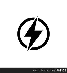 Lightning Electric Power. Energy and Thunder Electricity. Lightning Bolt Flash. Power Fast Speed. Flat Vector Icon. Simple black symbol on white background. Lightning Electric Power Flat Vector Icon
