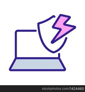 lightning fast laptop protection icon vector. lightning fast laptop protection sign. color symbol illustration. lightning fast laptop protection icon vector outline illustration