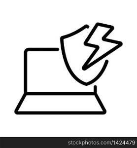 lightning fast laptop protection icon vector. lightning fast laptop protection sign. isolated contour symbol illustration. lightning fast laptop protection icon vector outline illustration