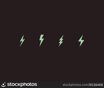 Lightning flat icons set. Lightning bolt silhouette. Light green thunderbolts on brown background. Vector