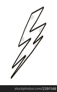 Lightning hand drawn icon vector for social net. Flash energy, caution icons, attention illustration for social net story, web, banner. Doodle thunder sign collection. Sketch electric black symbol.. Lightning hand drawn icon vector for social net. Flash energy, caution icons, attention illustration for social net story, web, banner.