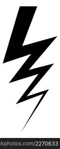 Lightning icon. Black zig zag silhouette. Electricity sign isolated on white background. Lightning icon. Black zig zag silhouette. Electricity sign