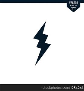 Lightning icon collection in glyph style, solid color vector