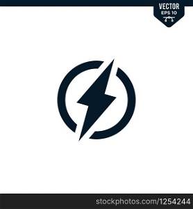 Lightning icon collection in glyph style, solid color vector