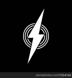 Lightning icon in white on isolated black background. EPS 10 vector. Charge symbol, electricity, energy sign. Lightning icon logo in white on isolated black background. EPS 10 vector. Charge symbol, electricity, energy sign.