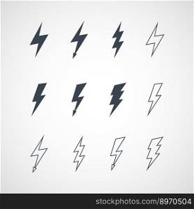 Lightning icon set vector image