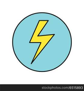Lightning icon vector illustration in flat style design. Lightning sign in blue circle. Charging, electricity, speed, energy, weather concepual pictogram. Isolated on white background.. Lightning Icon Vector Illustration in Flat Design. Lightning Icon Vector Illustration in Flat Design