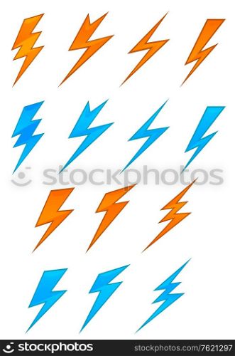 Lightning icons and symbols set on white background