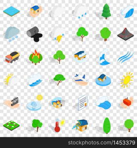 Lightning icons set. Isometric style of 36 lightning vector icons for web for any design. Lightning icons set, isometric style