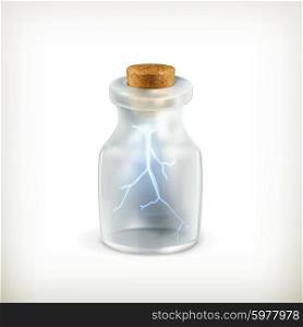 Lightning in a bottle, vector icon
