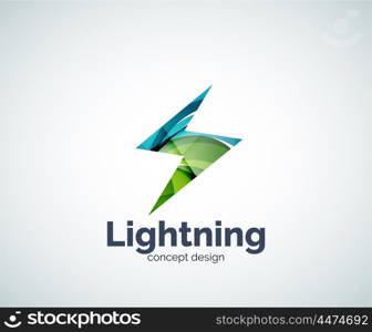 Lightning logo template, abstract geometric glossy business icon