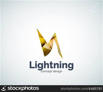 Lightning logo template, abstract geometric glossy business icon