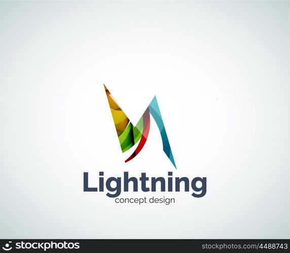 Lightning logo template, abstract geometric glossy business icon