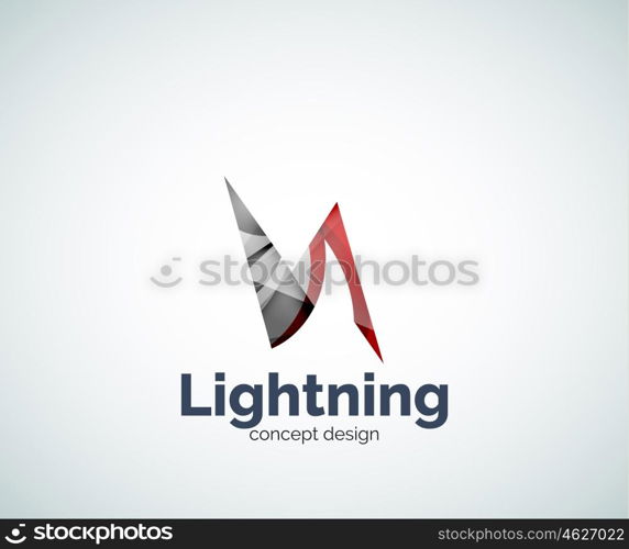 Lightning logo template, abstract geometric glossy business icon