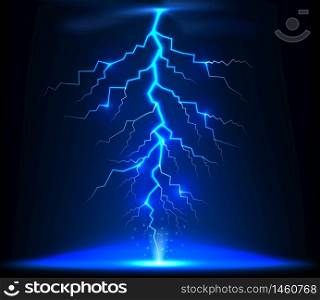 Lightning of blue with a black background.Vector