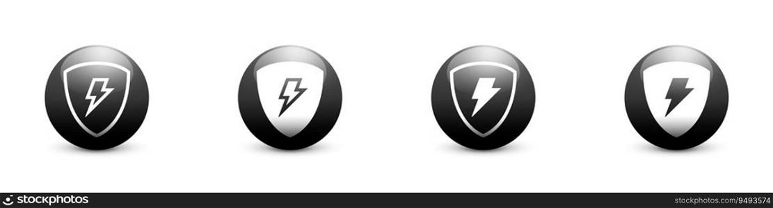 Lightning on shield icon. Shield and thunder bolt icon. Protect energy logo. Vector illustration.