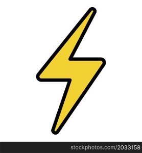 Lightning sign icon. Outline lightning sign vector icon color flat isolated. Lightning sign icon color outline vector