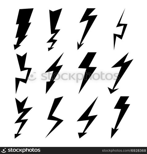 Lightning Signs Vector Set. Lightning Bolt Icons. Lightning Signs Vector Set. Lightning Bolt Icons. Thunder Bolt Symbols