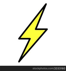 Lightning symbol icon. Outline lightning symbol vector icon color flat isolated. Lightning symbol icon color outline vector