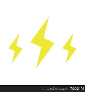 Lightning, vector. Three yellow lightning bolts. Can be used as a logo, icons.