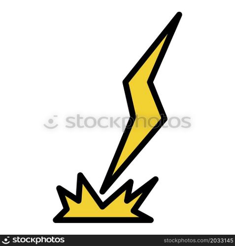 Lightning with sparks icon. Outline lightning with sparks vector icon color flat isolated. Lightning with sparks icon color outline vector