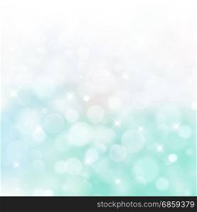 Lights on blue and green background bokeh circle bluured, Vector Illustration, Graphic Design Useful For Your Design. Bright Blue Abstract Christmas Background With White Snowflakes