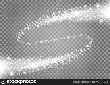 Lights on the transparent background. Lights on the transparent background cometa tail. Vector illustration