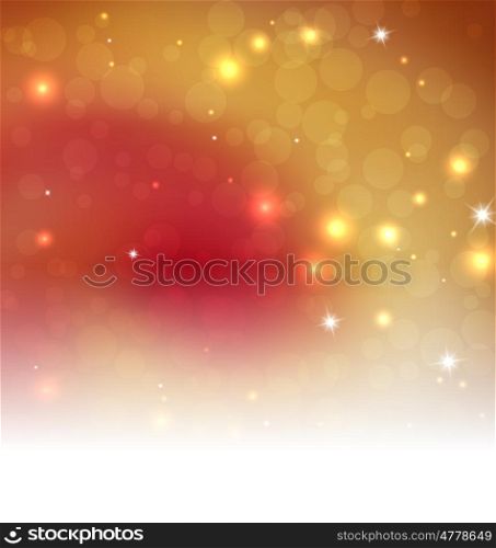 Lights Orange Background - Vector Illustration, Graphic Design Useful For Your Design. Bright Blue Abstract Christmas Background With White Snowflakes. Space text.