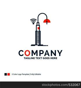 lights, street, wifi, smart, technology Logo Design. Blue and Orange Brand Name Design. Place for Tagline. Business Logo template.