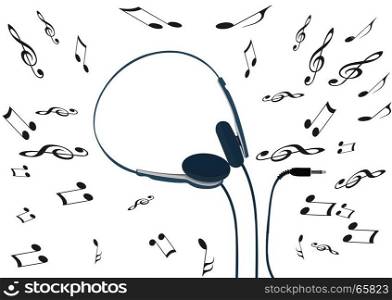Lightweight music headphones with music notes