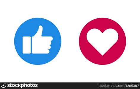 like and heart web buttons in flat style, vector illustration. like and heart web buttons in flat style, vector