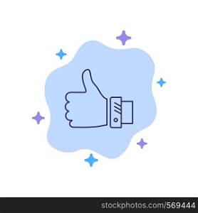 Like, Business, Finger, Hand, Solution, Thumbs Blue Icon on Abstract Cloud Background