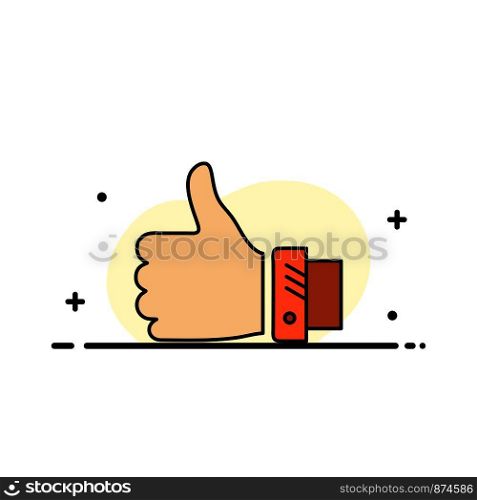 Like, Business, Finger, Hand, Solution, Thumbs Business Flat Line Filled Icon Vector Banner Template